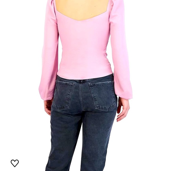 BCBGeneration Fitted Long Sleeve Tie Front Sweetheart Neck Blouse - Picture 3 of 7